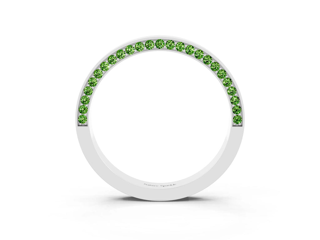 Round Peridot Pavé Band in Platinum with Channel Setting
