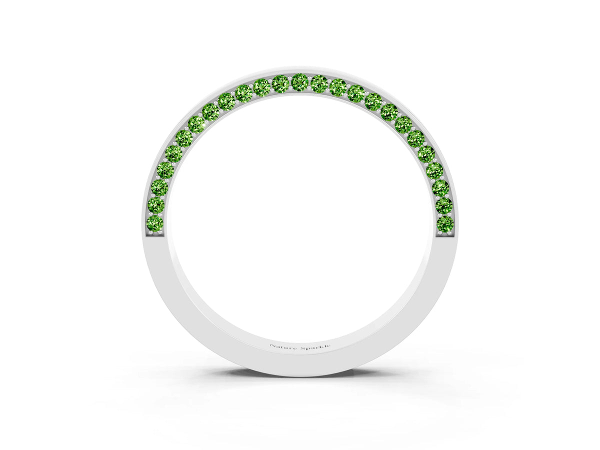 Round Peridot Pavé Band in Platinum with Channel Setting