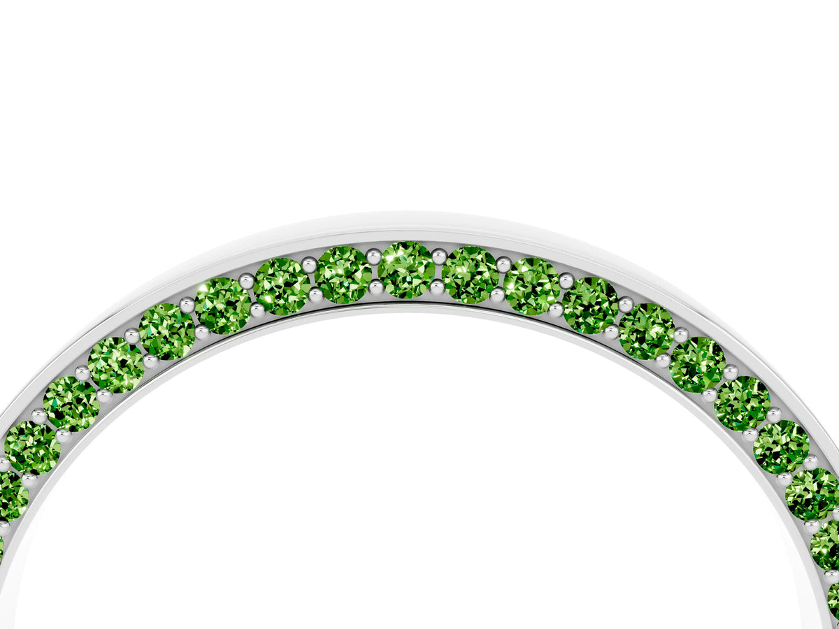 Round Peridot Pavé Band in Platinum with Channel Setting