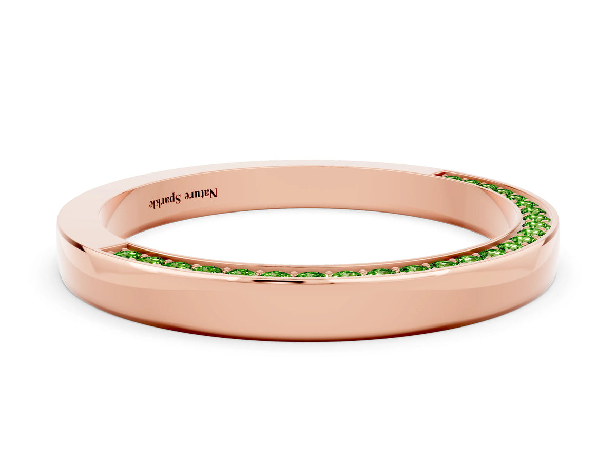 Round Peridot Pavé Band in Rose gold with Channel Setting