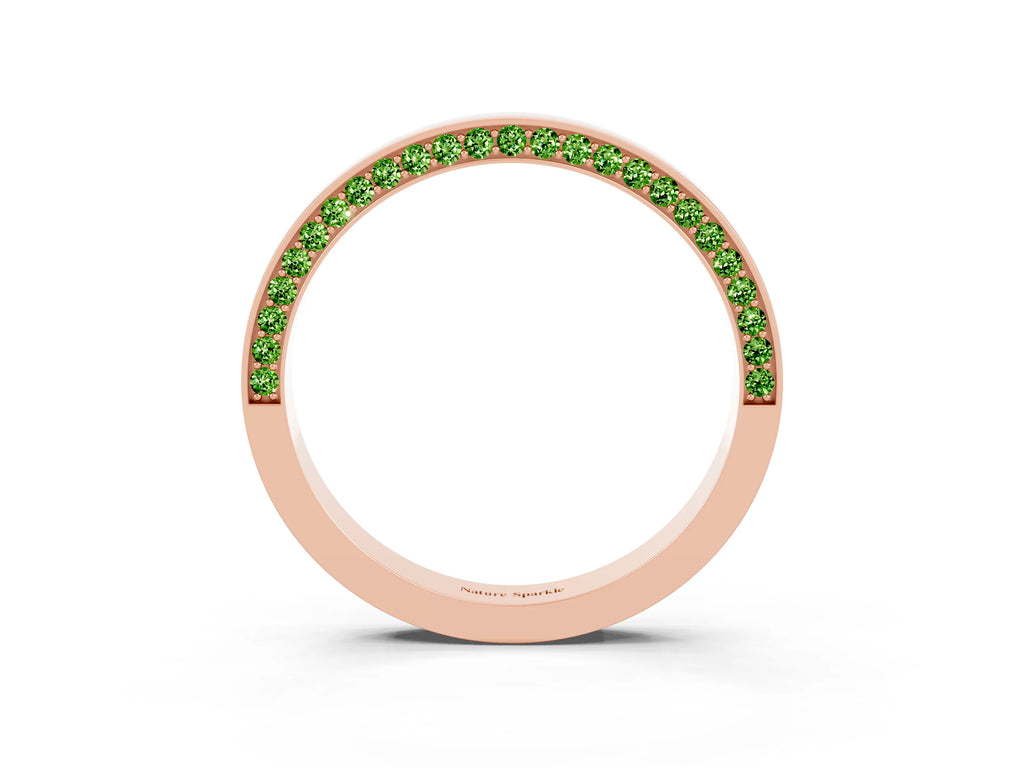 Round Peridot Pavé Band in Rose gold with Channel Setting