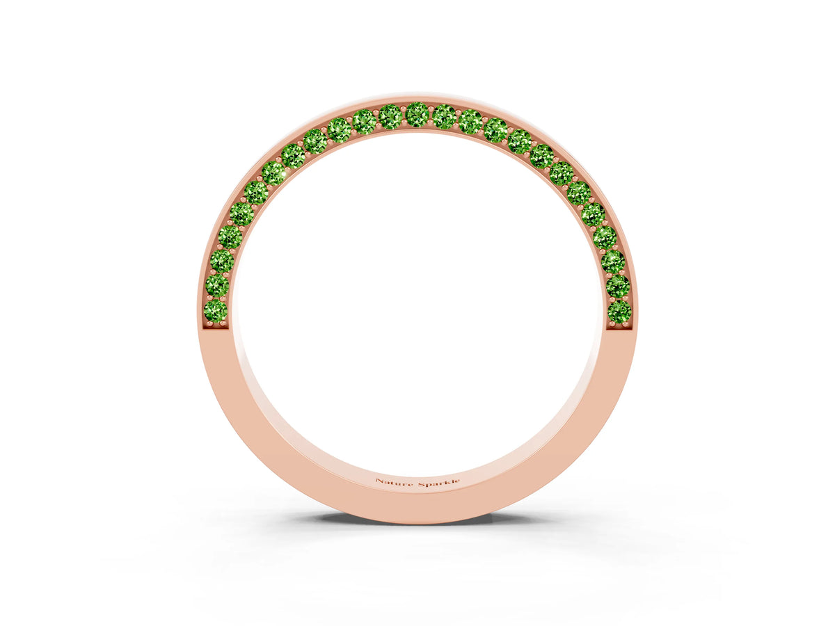 Round Peridot Pavé Band in Rose gold with Channel Setting