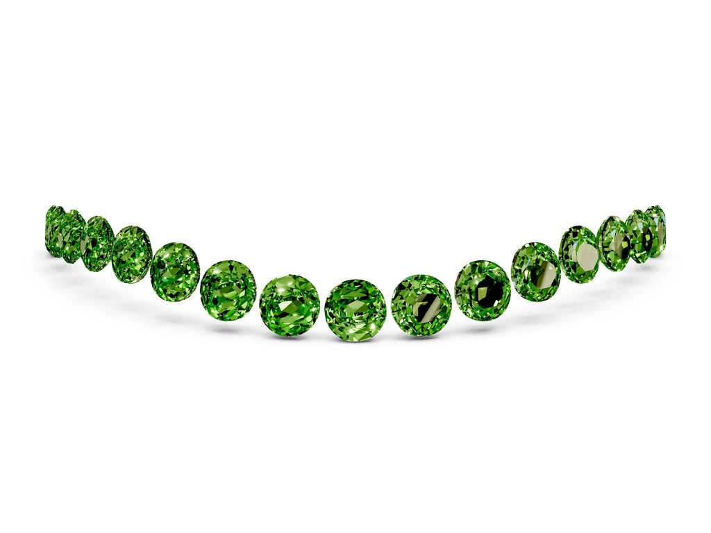 Round Peridot Pavé Contoured Band in Silver with Shared Prong Setting