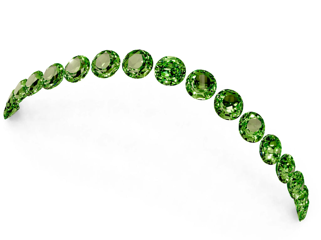 Round Peridot Pavé Contoured Band in Silver with Shared Prong Setting