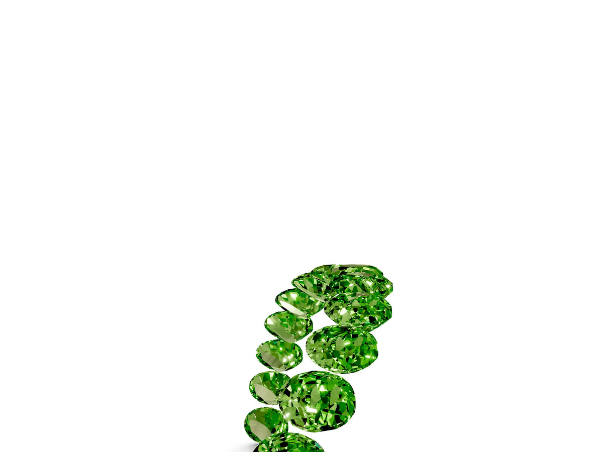 Round Peridot Pavé Contoured Band in Silver with Shared Prong Setting