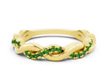 Round Peridot Twist Eternity Band in Yellow gold with Pavé Setting