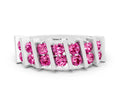 Round Pink Sapphire Anniversary Band in Platinum with Channel Setting and Vertical Prongs