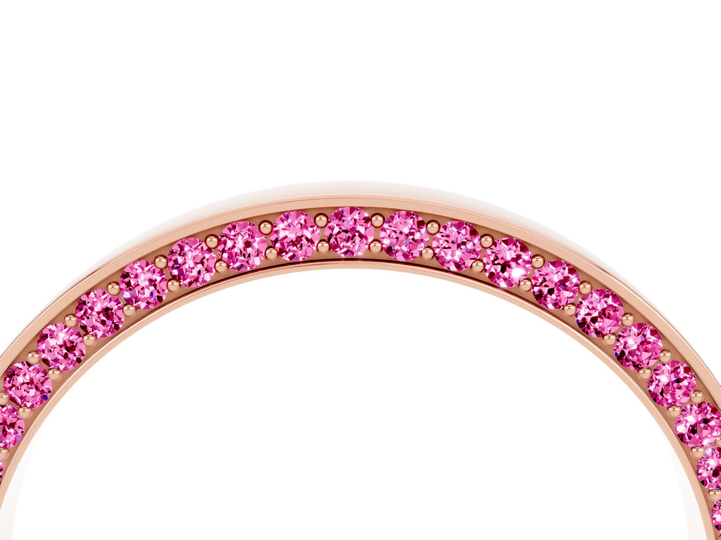 Round Pink Sapphire Pavé Band in Rose gold with Channel Setting