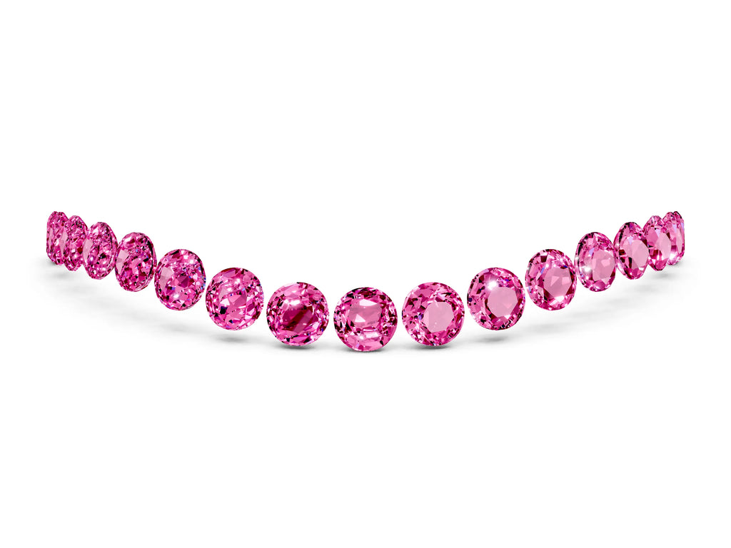 Round Pink Sapphire Pavé Contoured Band in Platinum with Shared Prong Setting