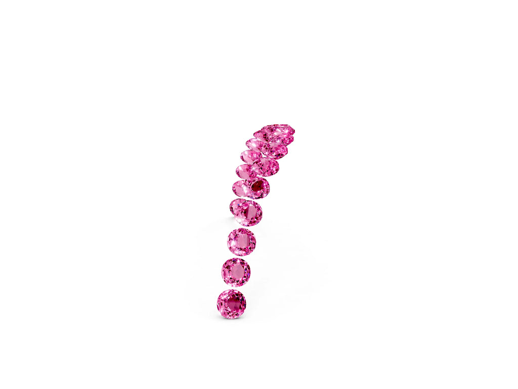 Round Pink Sapphire Pavé Contoured Band in Platinum with Shared Prong Setting