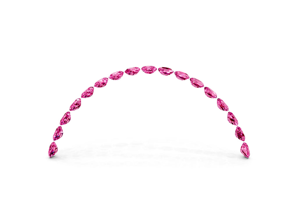 Round Pink Sapphire Pavé Contoured Band in Platinum with Shared Prong Setting