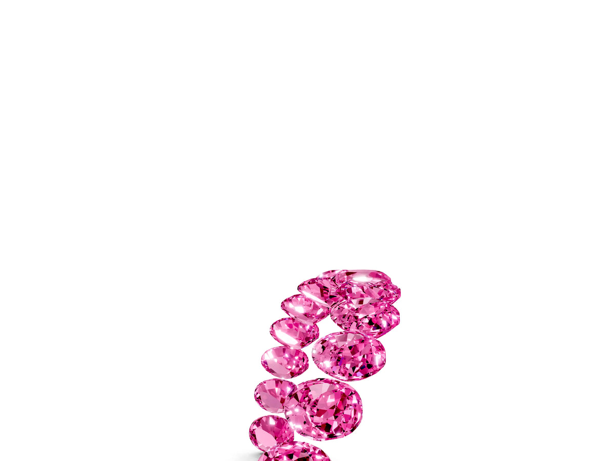 Round Pink Sapphire Pavé Contoured Band in Platinum with Shared Prong Setting