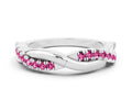 Round Pink Sapphire Twisted Infinity Band in Platinum with Prong Setting 