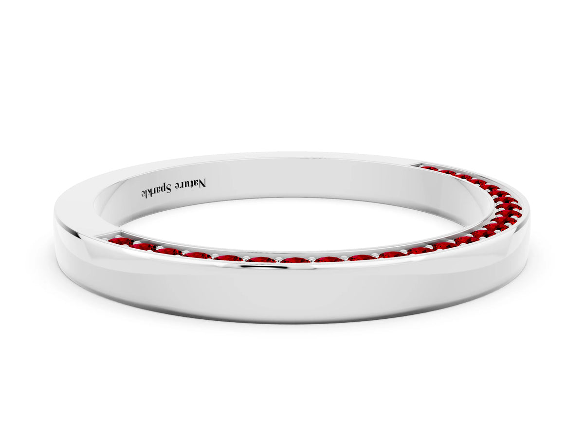 Round Ruby Pavé Band in Platinum with Channel Setting