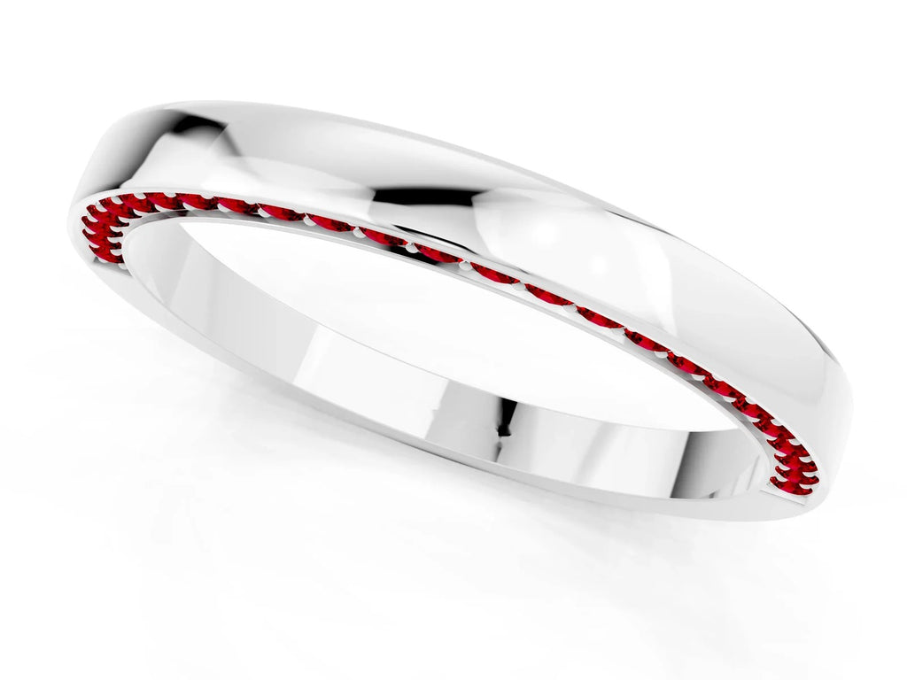 Round Ruby Pavé Band in Platinum with Channel Setting 