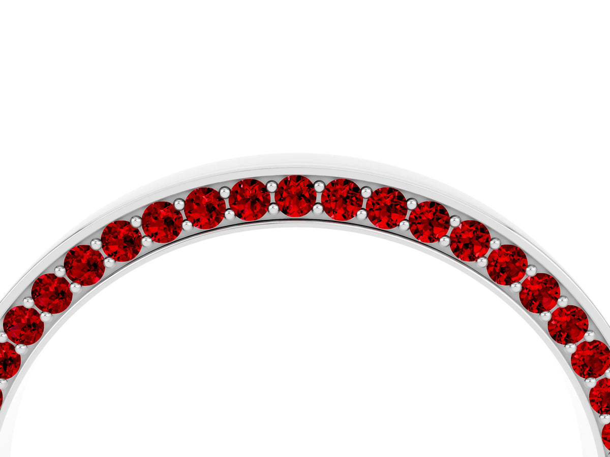 Round Ruby Pavé Band in Platinum with Channel Setting