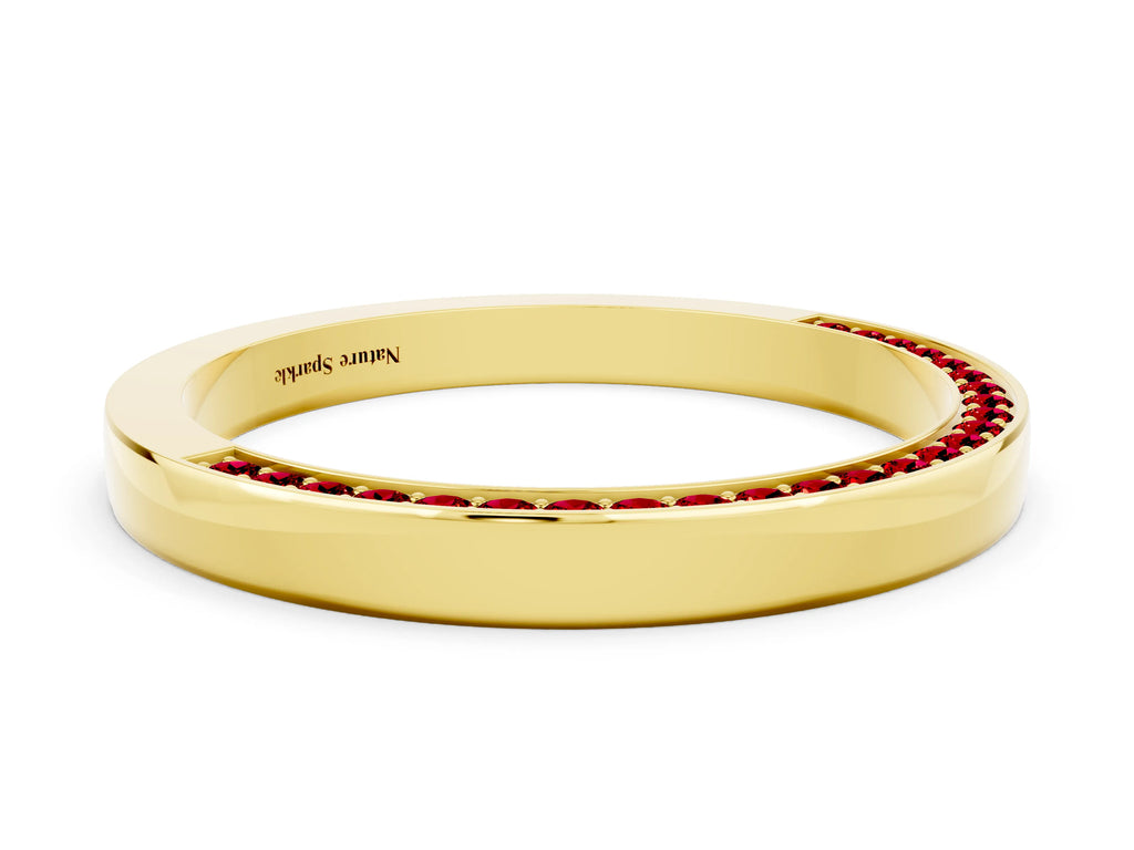 Round Ruby Pavé Band in Yellow gold with Channel Setting