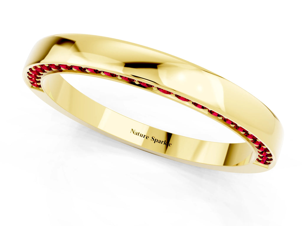 Round Ruby Pavé Band in Yellow gold with Channel Setting