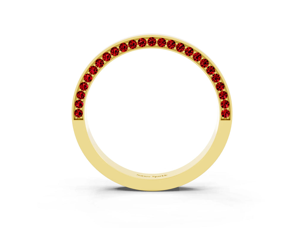 Round Ruby Pavé Band in Yellow gold with Channel Setting