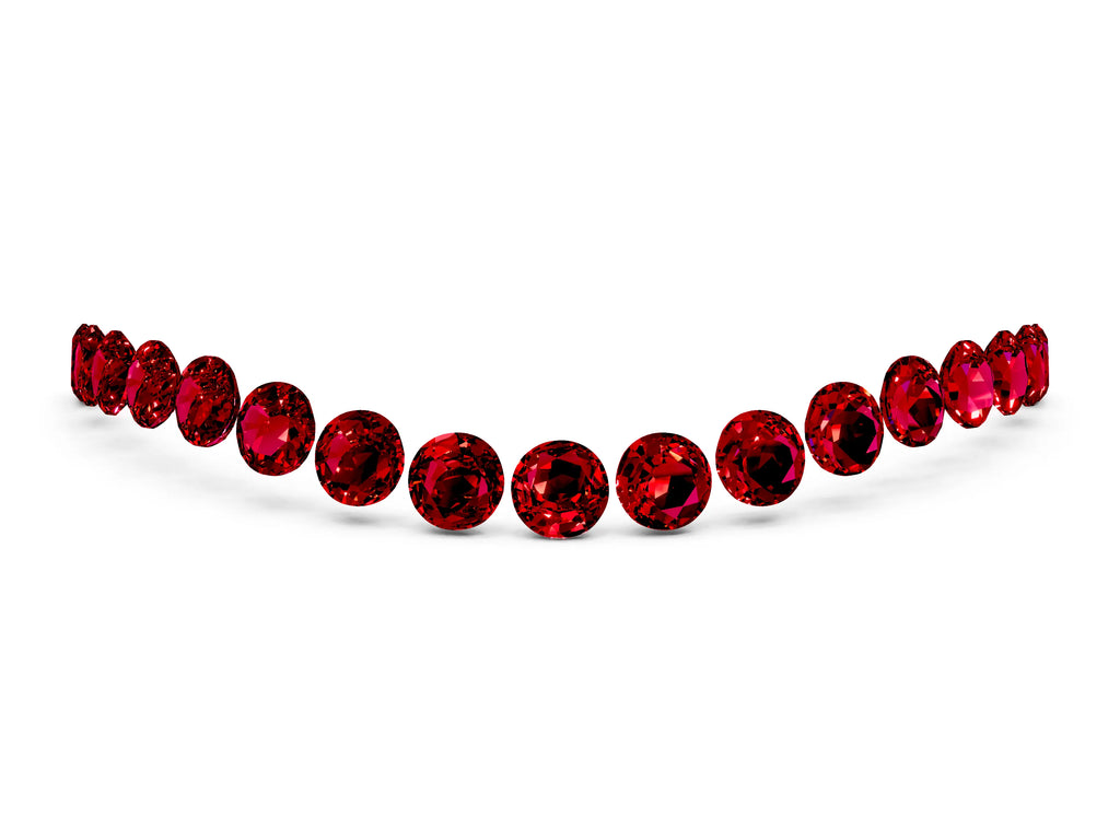 Round Ruby Pavé Contoured Band in Silver with Shared Prong Setting