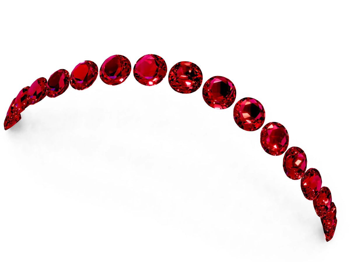 Round Ruby Pavé Contoured Band in Silver with Shared Prong Setting