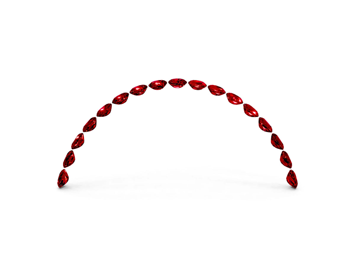 Round Ruby Pavé Contoured Band in Silver with Shared Prong Setting