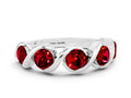 Round Ruby Wave Band in White gold with Channel Setting and Shared Prongs