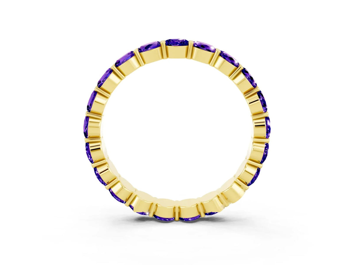 Round Tanzanite Eternity Band in Yellow gold with U-Prong Setting 