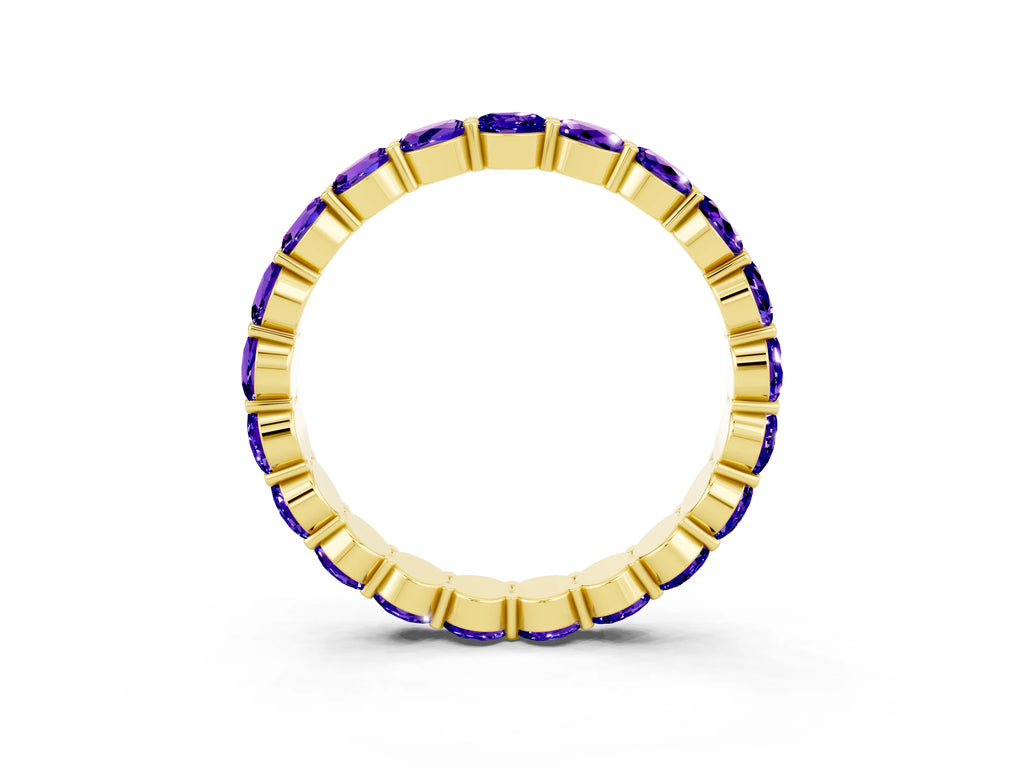 Round Tanzanite Eternity Band in Yellow gold with U-Prong Setting