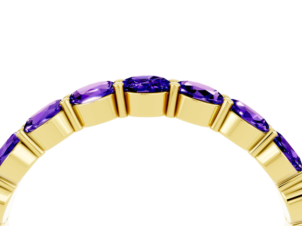 Round Tanzanite Eternity Band in Yellow gold with U-Prong Setting