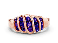 Round Tanzanite Multi-Row Crossover Band in Rose gold with Polished Curves