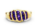Round Tanzanite Multi-Row Crossover Band in Yellow gold with Polished Curves