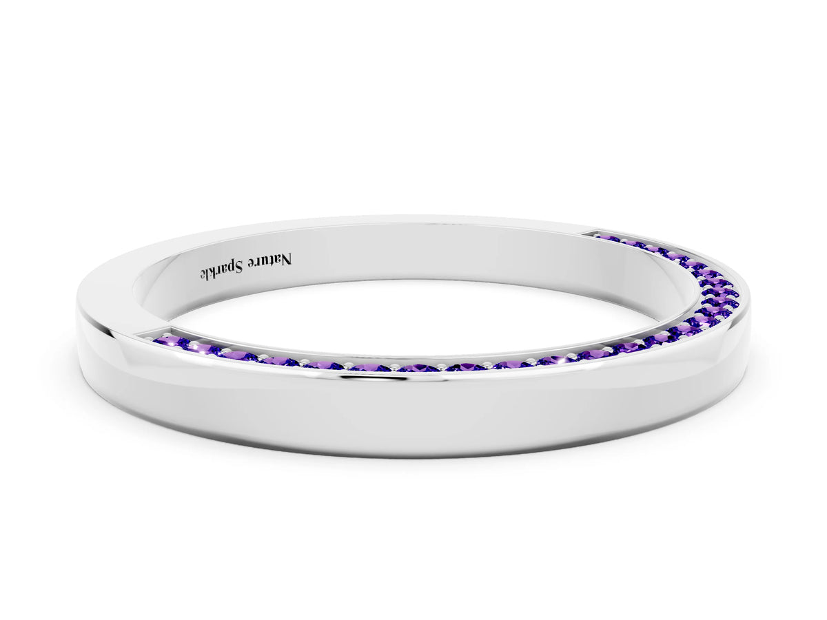 Round Tanzanite Pavé Band in Platinum with Channel Setting