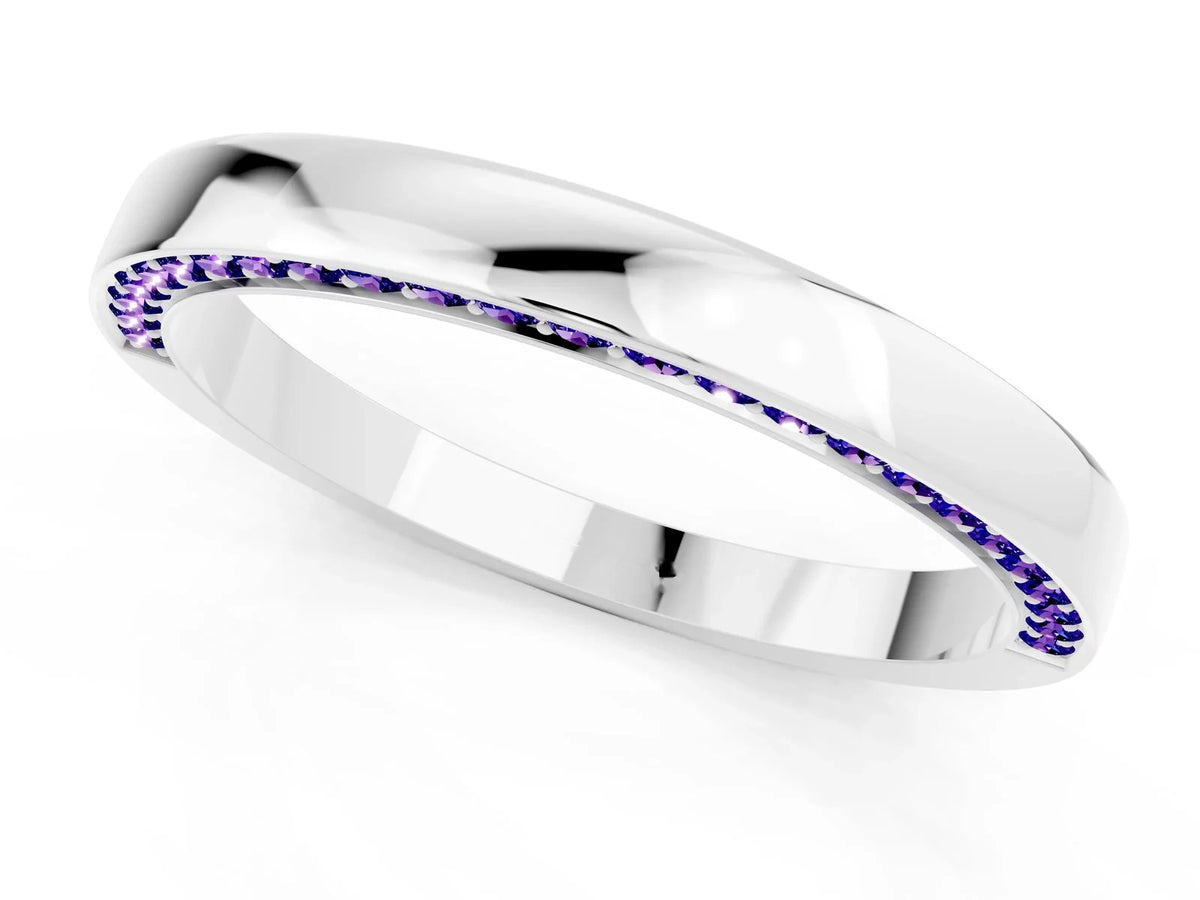 Round Tanzanite Pavé Band in Platinum with Channel Setting 