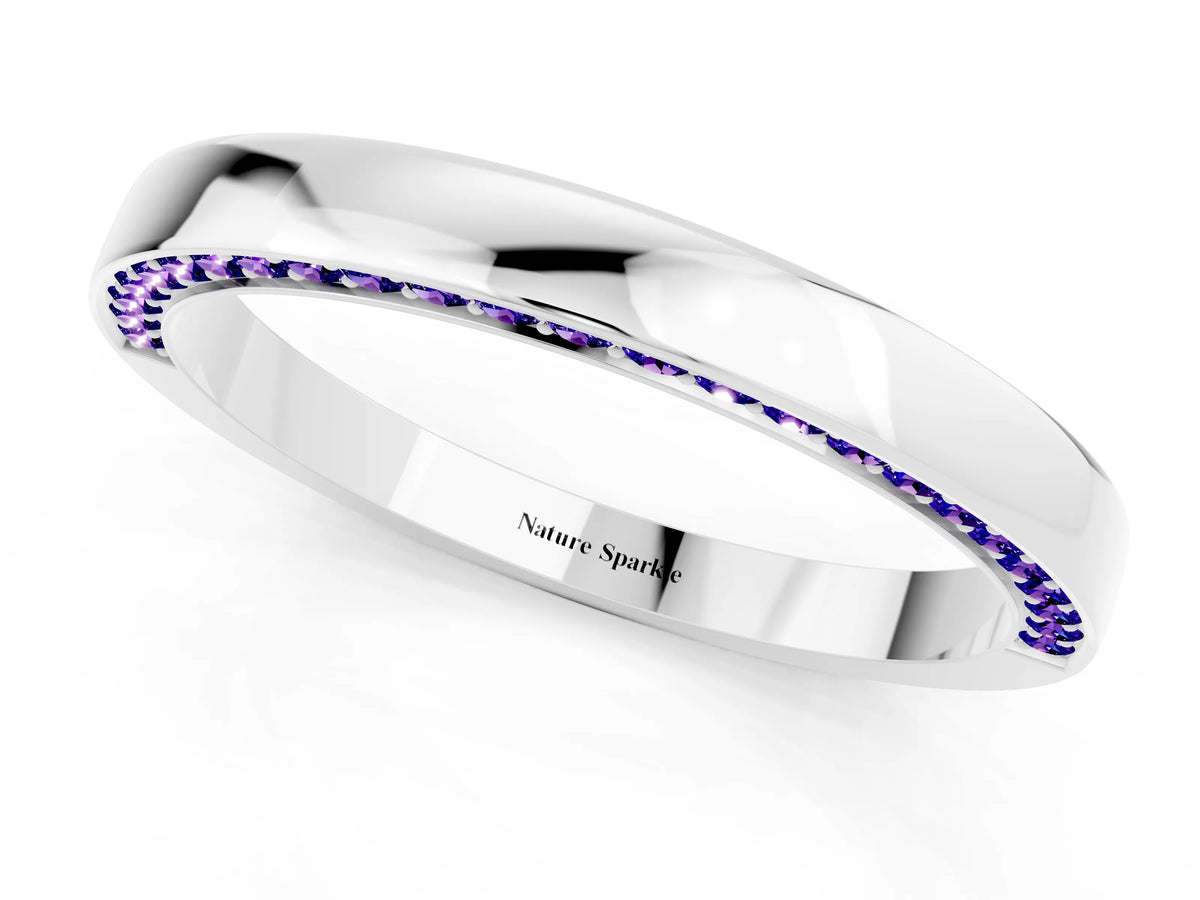 Round Tanzanite Pavé Band in Platinum with Channel Setting