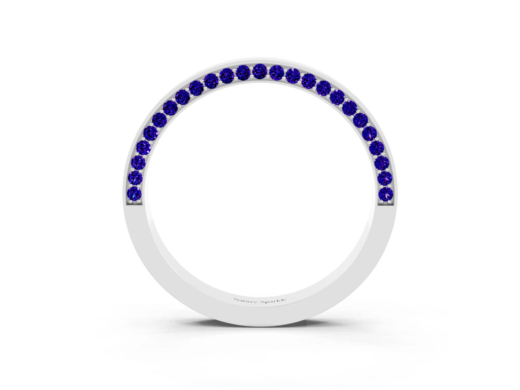 Round Tanzanite Pavé Band in Platinum with Channel Setting