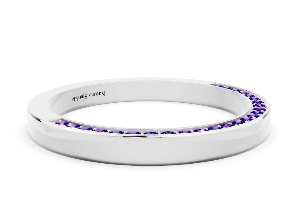 Round Tanzanite Pavé Band in White gold with Channel Setting
