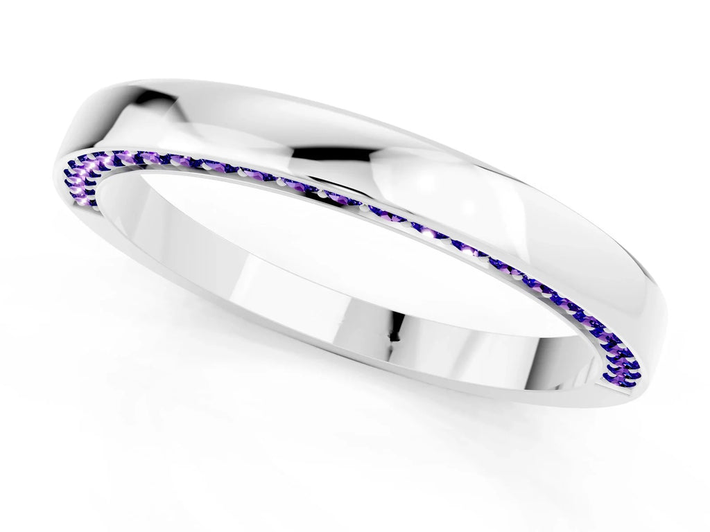 Round Tanzanite Pavé Band in White gold with Channel Setting 