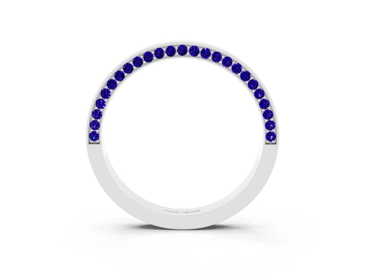 Round Tanzanite Pavé Band in White gold with Channel Setting