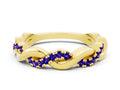 Round Tanzanite Pavé Twist Eternity Band in Yellow gold with Shared Prong Setting