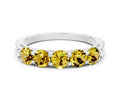 Round Yellow Sapphire Five-Stone Band in Platinum with Prong Setting 