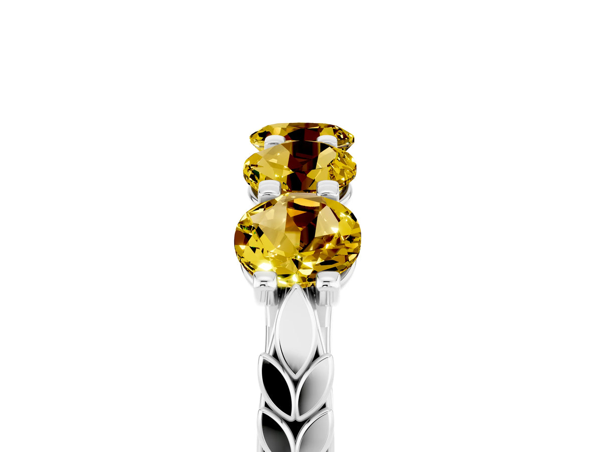 Round Yellow Sapphire Five-Stone Band in Platinum with Prong Setting