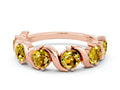 Round Yellow Sapphire Half Eternity Band in Rose gold with Wave Prong Setting 