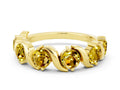 Round Yellow Sapphire Half Eternity Band in Yellow gold with Wave Prong Setting 
