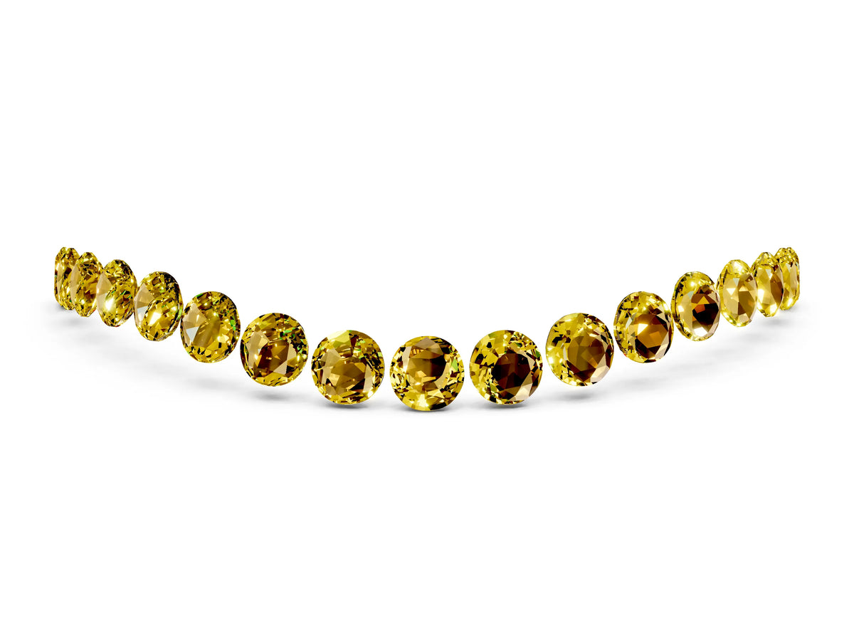 Round Yellow Sapphire Pavé Contoured Band in Platinum with Shared Prong Setting