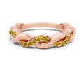 Round Yellow Sapphire Pavé Twist Eternity Band in Rose gold with Shared Prong Setting