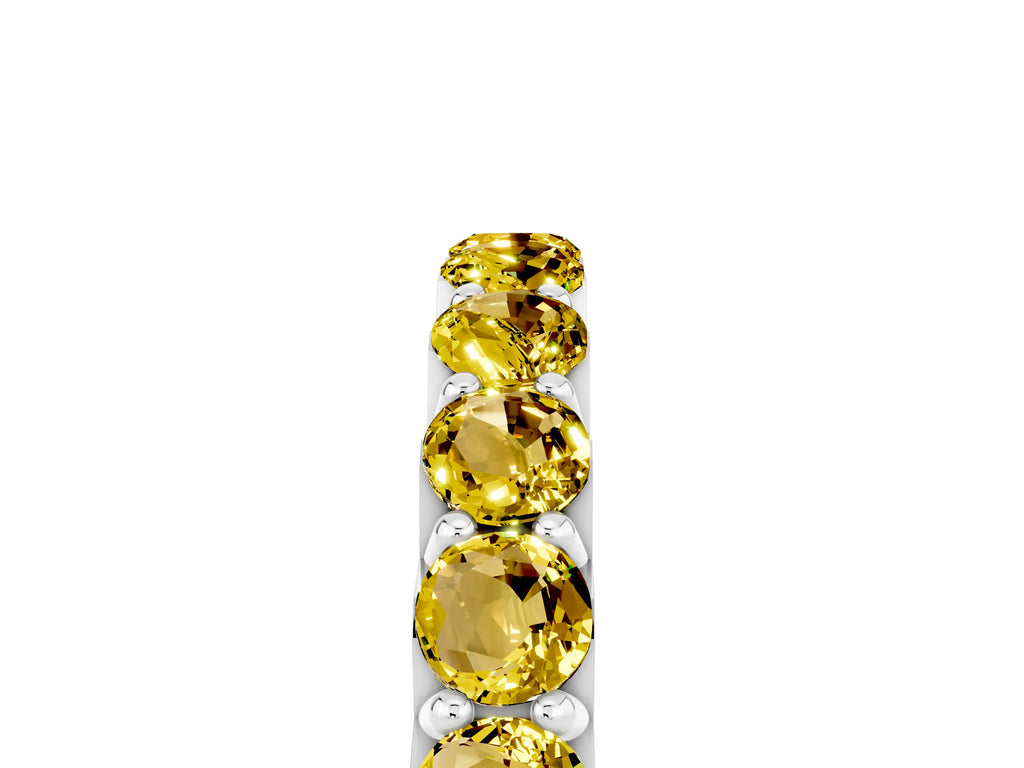 Round Yellow Sapphire Polished Half Eternity Band in White gold with Classic Prong Setting