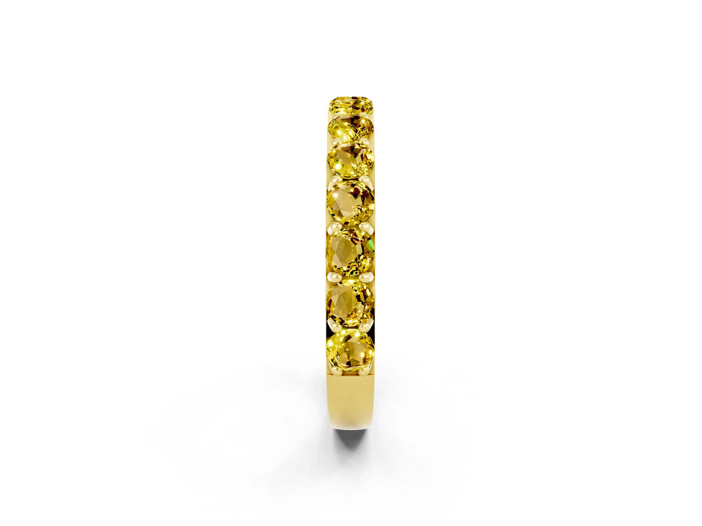 Round Yellow Sapphire Polished Half Eternity Band in Yellow gold with Classic Prong Setting
