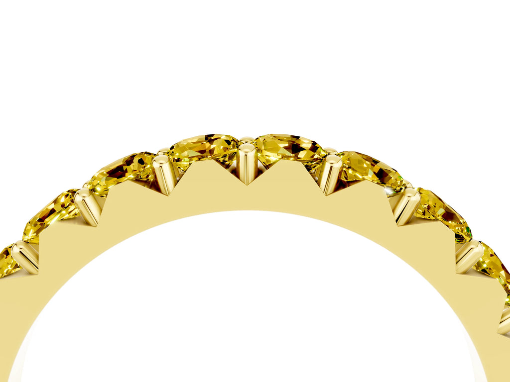 Round Yellow Sapphire Polished Half Eternity Band in Yellow gold with Classic Prong Setting