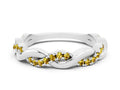 Round Yellow Sapphire Twist Eternity Band in Platinum with Pavé Setting